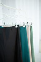 Midi silk satin skirt dark green