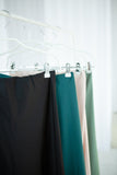 Silk satin maxi skirt dark green