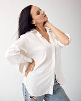 Women's white classic shirt oversized fit