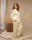 Elegant silk loungewear two-piece set. Classic silk long pajama set.
