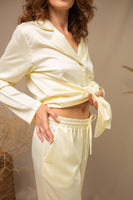 Elegant silk loungewear two-piece set. Classic silk long pajama set.