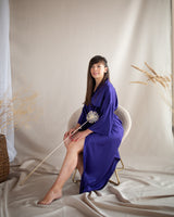 Purple silk robe kimono. Long classic wedding Bridesmaid's robes.