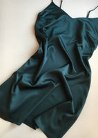 Classic silk slip dress. Mini nightgown.