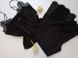 Black silk camisole and pants pajama set. Loungewear silk sleep set.