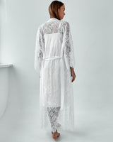 Bridal white dressing gown. Boudoir long robe and midi slip dress.