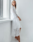 Bridal white dressing gown. Boudoir long robe and midi slip dress.