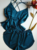 Silk satin Pajama set - Wrap shorts and camisole - Bridesmaid gift sleep set