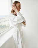 Ivory bridal robe kimono. Getting ready outfit. Elegant and sexy long robe.
